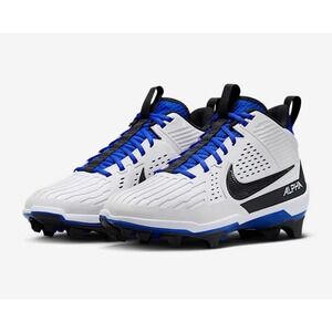 Nike Mens 12 Alpha Menace‎ Strong Football Cleats White/Hyper Royal Size 7.5